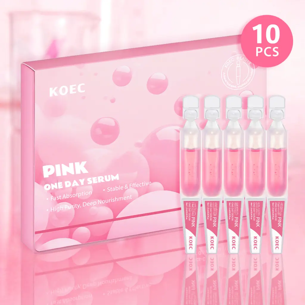 Pink Glow Serum - Peptide Niacinamide Serum, Salmon DNA One Day Serum for Uneven Skintone Repair, Single Use Vial Skincare for Skin Tone Correction, Hydrating, Smoothing, Repairing