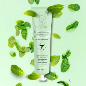 MILTODENT Natural Remineralizing Hydroxyapatite Toothpaste, Cool Mint + Fluoride-free Oral Radiant