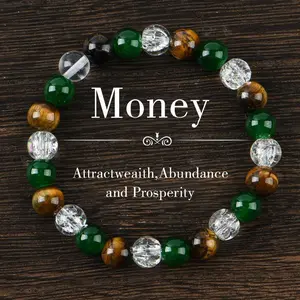 money bracelet Universal for both men and women, a jewelry gift suitable for both genders, this handchain bestows confidence upon you. Fashionable handcrafted color-blocked beaded crystal handchain,jade bracelet