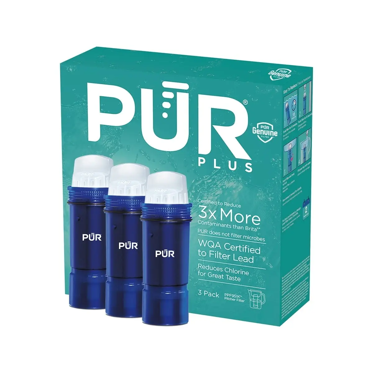 PUR PLUS Replacement Water Filters with Lead Reduction, 3 Pack, PPF951K3