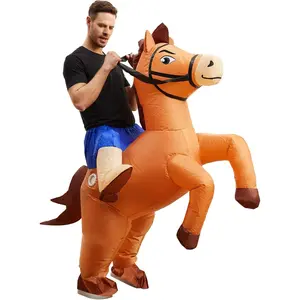 Inflatable Costume Adult Horse Costumes Inflatable Horse Riding Costume Cowboy Blow Up Halloween Costume for Men Women Party