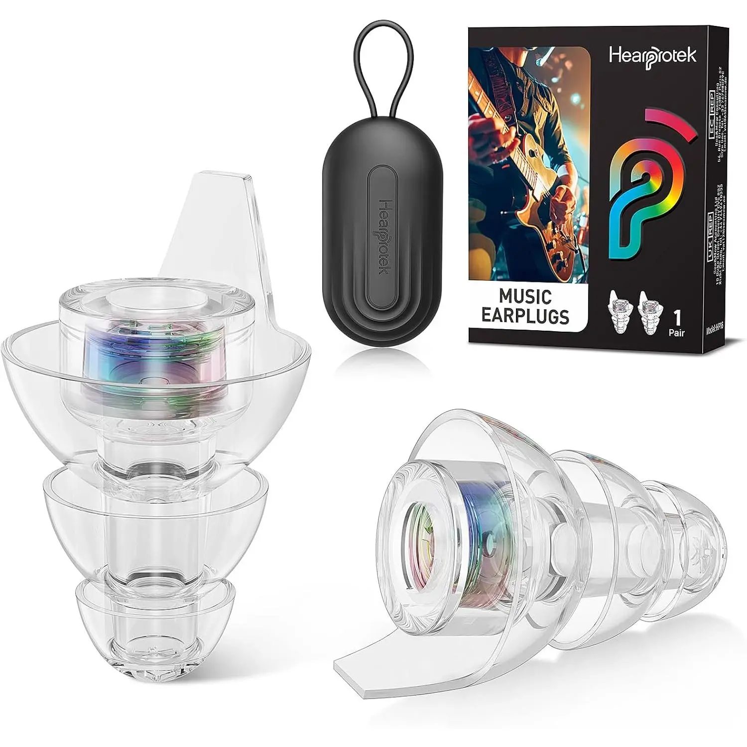 Low-Profile Silicone Ear Plugs for Adults & Musicians, Reusable High Fidelity Hearing Protection with 23dB Sound-Dampening, Portable for Concerts & Events