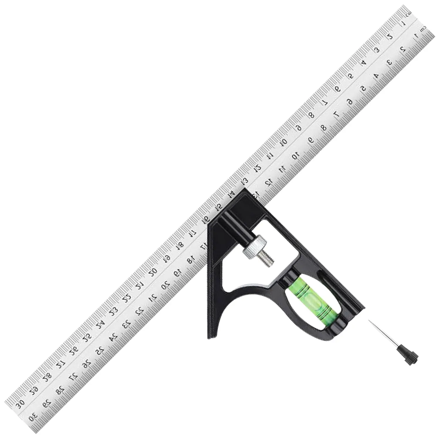 12″ Stainless Steel Combination Square – Precision Measuring Tool for Woodworking, Carpentry, 45°/90° Angle Marking Ruler