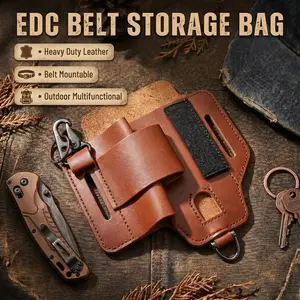 Full Grain Leather Multitool Holster, Belt Carry Tool Organizer Pouch for Everyday Use