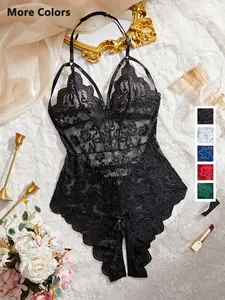 Women's Solid Color Sexy Lace Body Suit Lingerie Bodysuit, Fashion Comfy Breathable Lingerie for Daily Wear, Women's Lingerie for All Seasons