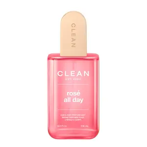 CLEAN | Rosé All Day Hair & Body Mist Perfume | Long Lasting | Hydrating for Hair & Skin | Fruity Floral Fragrance | Lychee, Peach, Rose Scent | Cruelty-Free