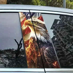 2pc American Flag & Eagle Car B-Pillar Sticker, American Theme, Vinyl Decal, Easy Peel & Stick, Sunproof Waterproof Scratch Resistant