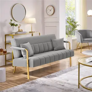 Yaheetech 56.5" W Modern Loveseat 2 Seater 2 Pillows Sofa Luxurious Velvet Fabric Couch for Bedroom, Home Office, Studio Yaheetech 56.5" W Modern Loveseat 2 Seater 2 Pillows Sofa Luxurious Velvet Fabric Couch for Bedroom, Home Office, Studio