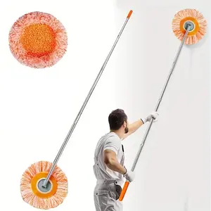 Precision Cleaning 78.7" Extended Mop High-Density Coral Velvet Microfiber | 360° Rotatable Head for Deep Crevices, Baseboards & Roofs