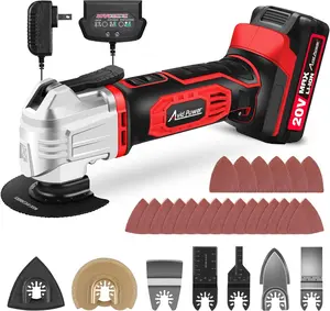Cordless Oscillating Tool 20V  ed Oscillating Multitool with 2.8 Oscillation Angle, Variable Speed Oscillating  w/ 31 count Accessories for Scraping/ & Sanding - Red