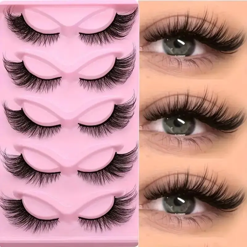 Natural Look Cat Eye DIY Eyelash Extensions Set, 5 Pairs Self-Grafting Curled False Eyelashes, Longer Looking Eyelashes, Eye Makeup Enhancement False Eyelashes for Women & Girls, Eyelashes, Eyelash Extension