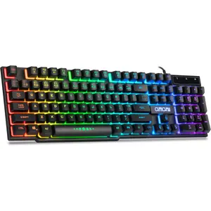 Wired Gaming Keyboard for Mac, PC, PS5, PS4, Xbox One. RGB Backlit LED Mechanical Feel, with Multimedia Keys, Number Pad. 104 Keys USB Desktop Computer Windows Keyboard (Black)
