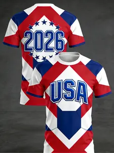 2026 Soccer T-Shirt, Football Shirts, USA Team Jersey, Match and Training Sportswear, Mesh Fabric, Breathable and Quick-Drying, Fan Merchandise, PLUS SIZE