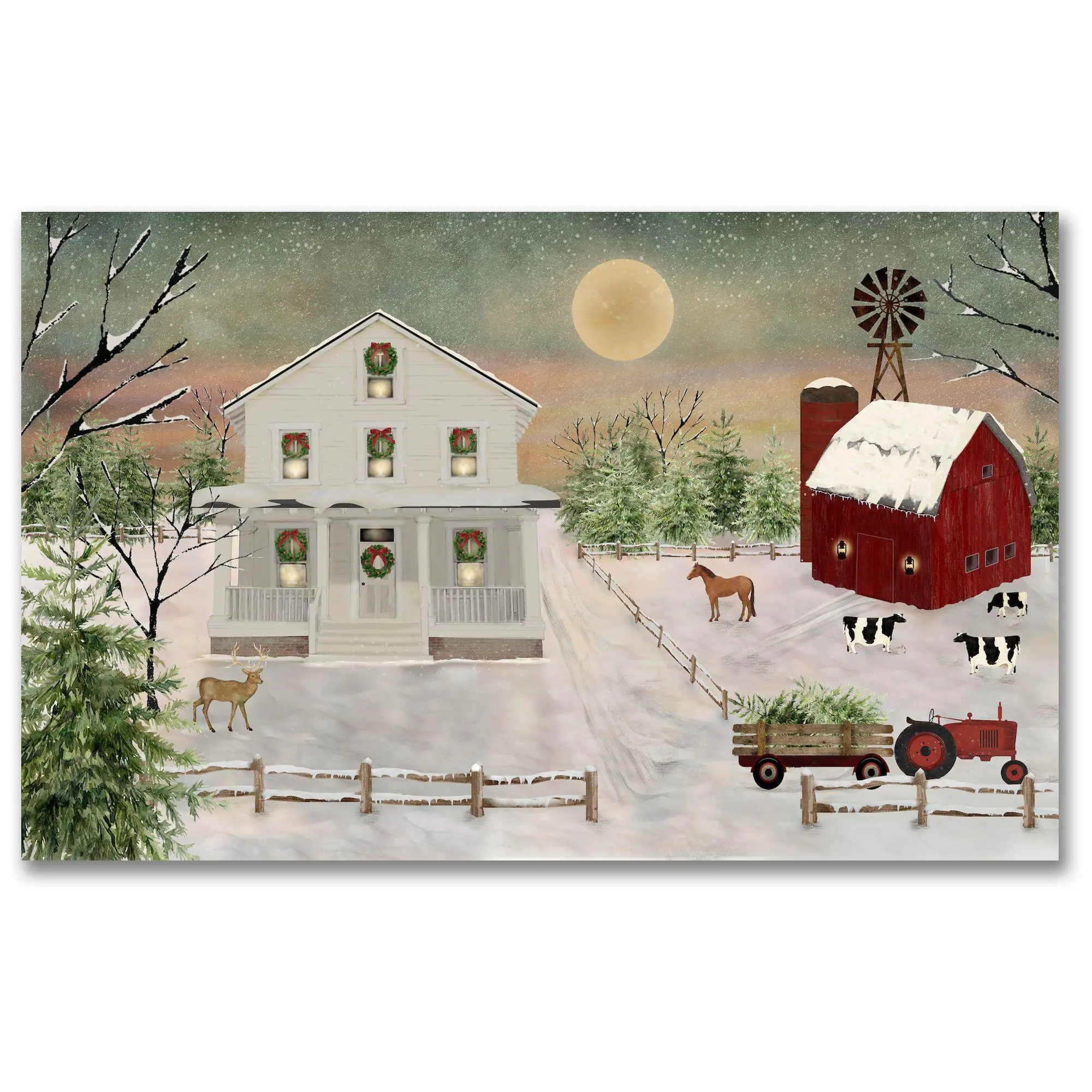 Courtside Market Farm Christmas 12x18 Canvas