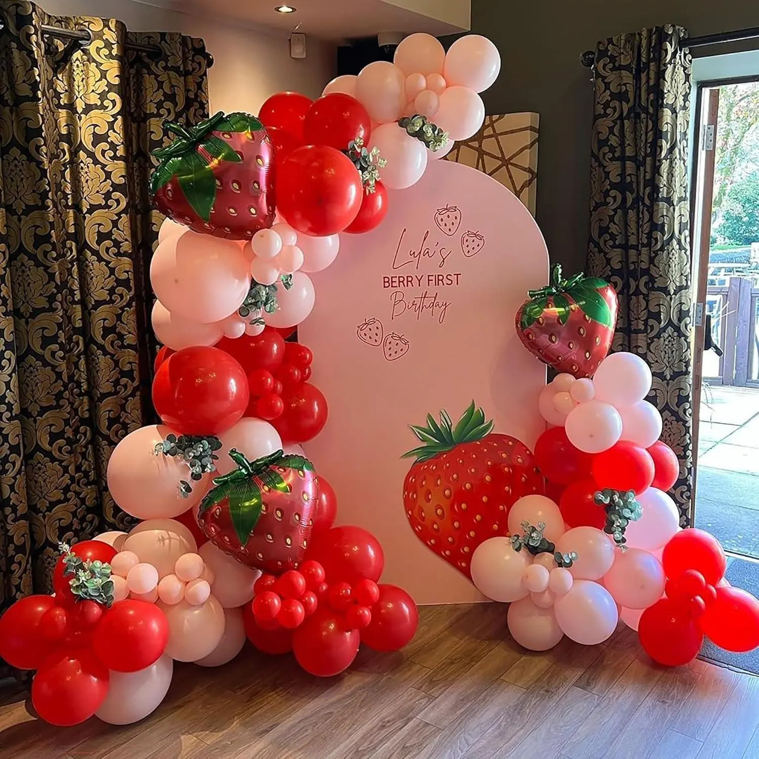 Strawberry Balloon Arch Garland Kit,Strawberry Shortcake Berry First Birthday Decor Balloons Red And Pink Balloons Arch For Sweet Strawberry Themed Birthday Party Baby Shower Decorations