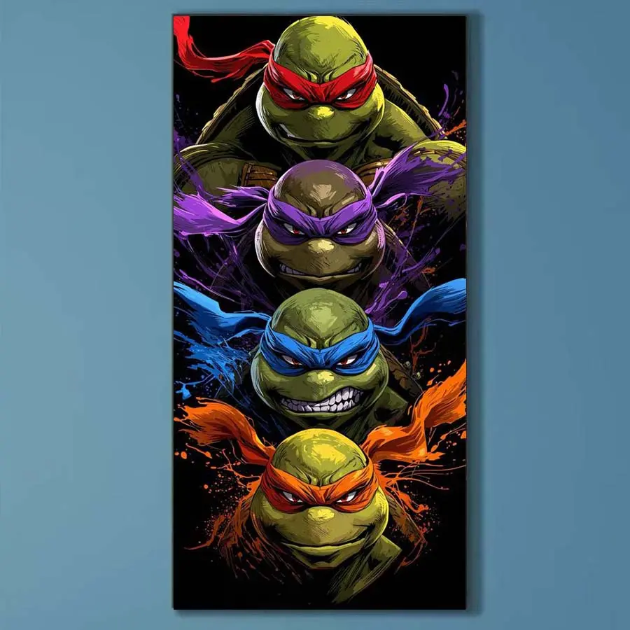 5D DIY Full Drill Round Diamond Painting - Diamond Painting Making Kit Anime Design Ninja Turtle Mosaic Canvas DIY Wall Art, Home Wall Decoration, Handcraft, Suitable for Halloween, Christmas, Birthday and Anniversary Gifts.