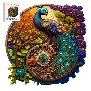 Charming Peacock Wooden Jigsaw Puzzle, Unique Irregular Animal Shape Toy, Best Gift for Adults & Kids, Family Game, Intermediate Skill Level, Wooden Puzzles