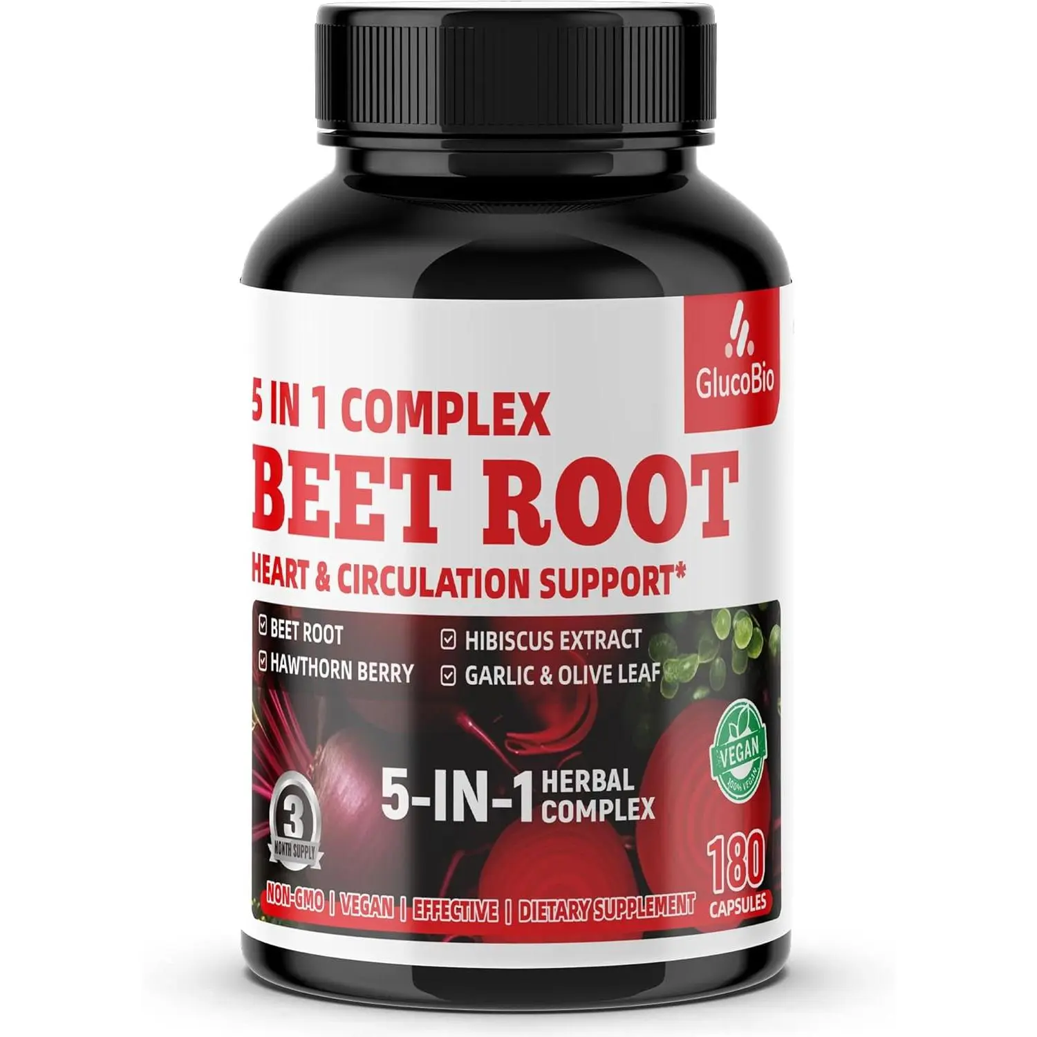 Beet Root Capsules - Super Beets Supplements from Fresh Beetroot Extract for Nitric Oxide, Blood Pressure & Heart Health Support- 180 Capsules