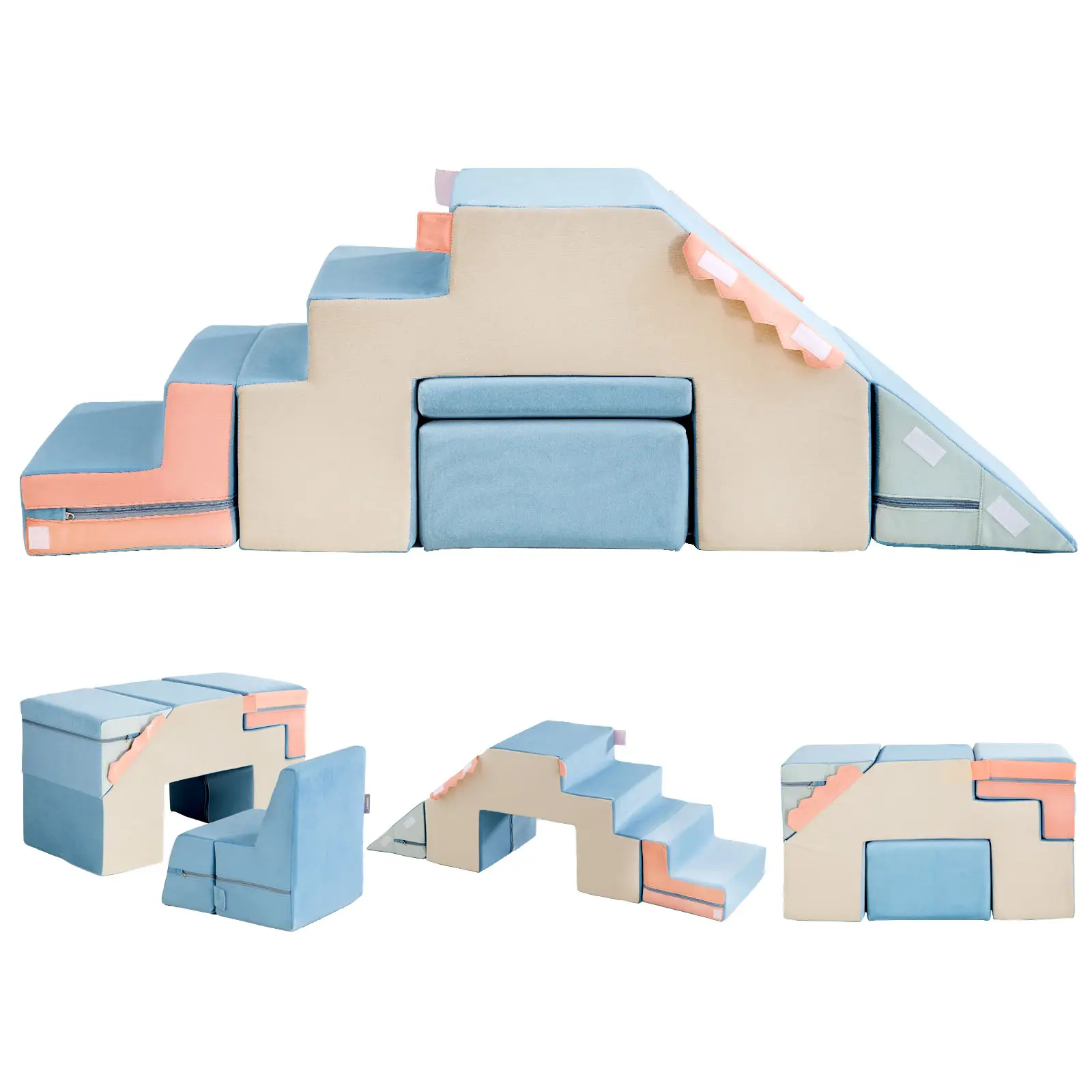 4 in 1 Foam Climbing Blocks for Toddlers,Indoor Soft Climb and Crawl Play Climbing Toys for Creativity & Imagination (Compressed delivery)