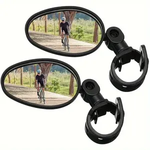 Bike Mirror 360 Degree Adjustable Rotatable Handlebar Mirror Wide Angle Bicycle Mirror Cycling Rear View Mirror Shockproof Acrylic Convex Mirror Safe Rearview Mirror For Mountain Road Bike