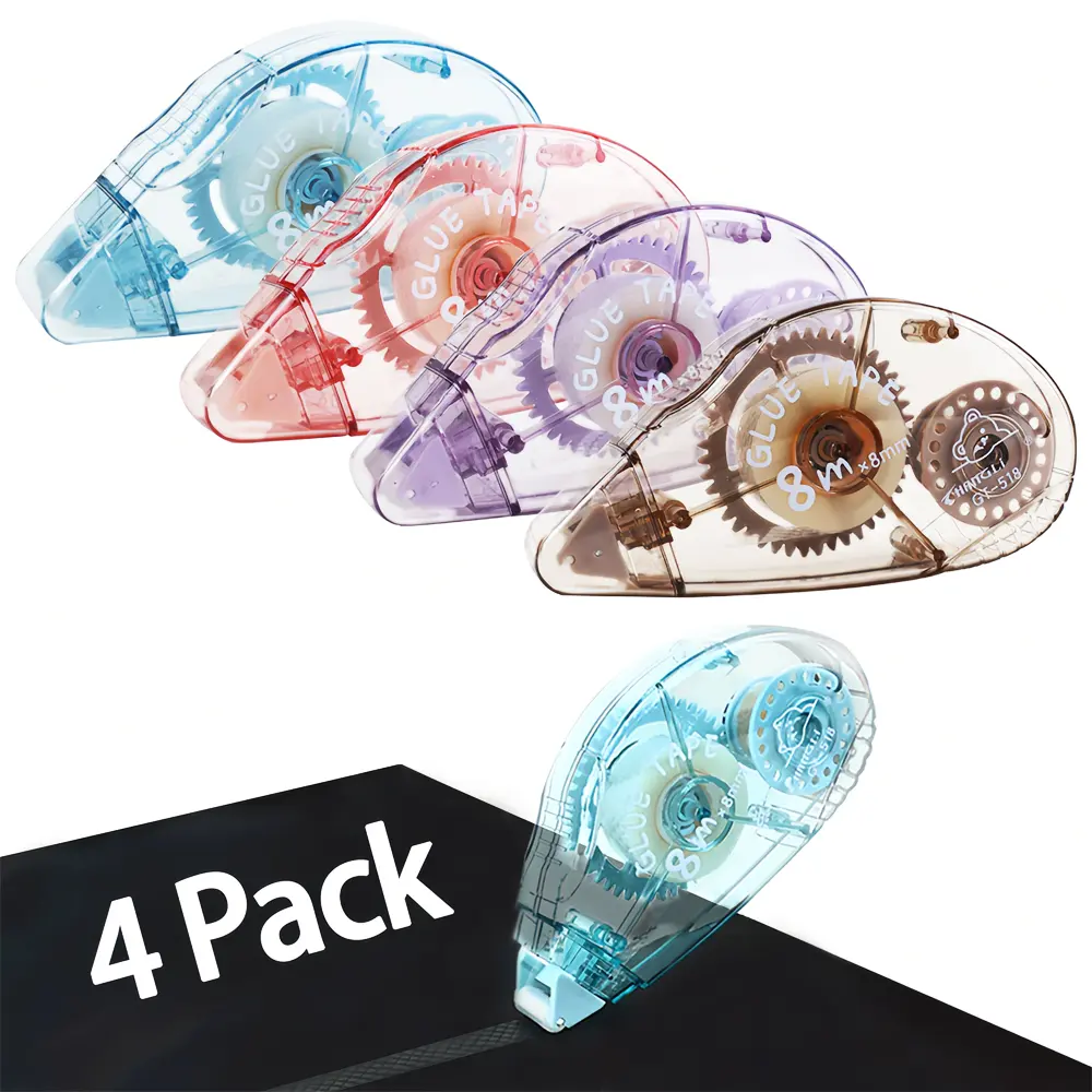 4pcs Double Sided Tape Roller, Scrapbook Supplies, Glue Tape Roller for Crafts, Double-Sided Adhesive Tape Runner for Scrapbooking, Home School Office Journaling Supplies