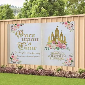 Polyester Summervibes 2D Flat Fairy Tale Castle Princess-Themed Backdrop, 1PC Firework-Printed Backdrop Picture, Kids' Party Decorations, Home & Festive Supplies for Birthday & Baby First-Year Banquet Photography