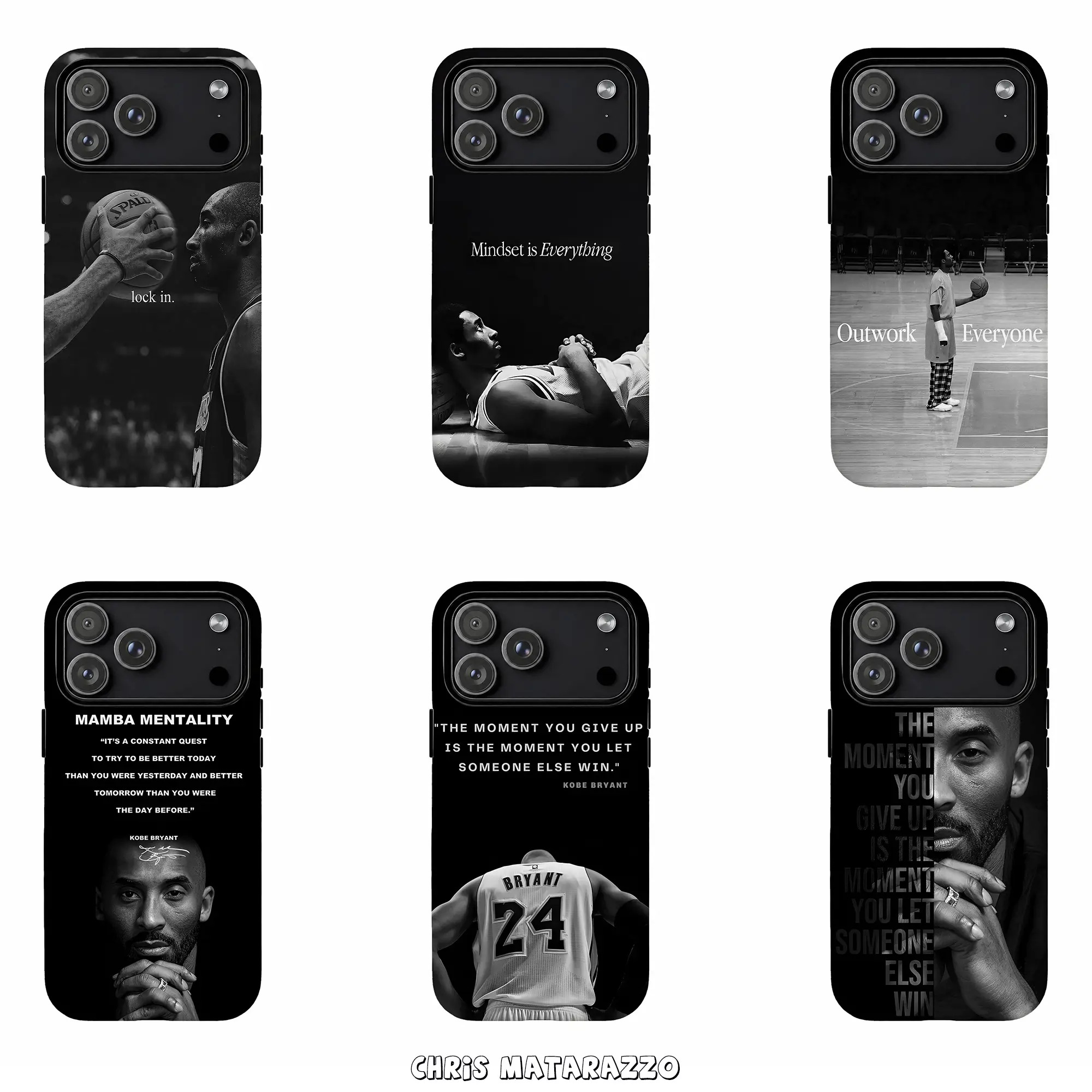 Kobe Bryant Quote Phone Case, Mamba Mentality Motivation Tough Cases and Headphones Hard Case, Basketball Legend Phone Cover Gift for Fans