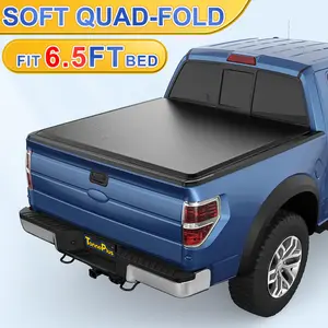 TonnePlus Soft Quad-Fold Truck Bed Tonneau Cover Compatible with 2004-2014 Ford F-150 & 2006-2014 Mark LT ; Lightning | 6.5FT (78.8") Bed |