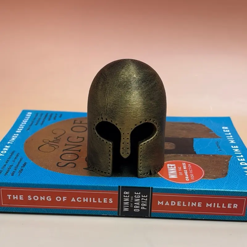 Achilles helmet shelf decor