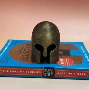 Achilles helmet shelf decor