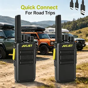 Slim Walkie Talkies 2 Pack for Adults JUCJET FRS 2 Way Radios Type-C Rechargeable Long Battery Life VOX Hands Free Two Way Radio for Summer Camping Hiking Outdoor Adventure Gear Family Travel Essentials