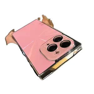 Aurora Square Case for IP 17 Pro Max IP 16 Pro Max IP 15 Pro Shockproof Pink Design with Clear Lens Protector Camera Protection Cellphone Casing Holder Cover Protective Smartphone