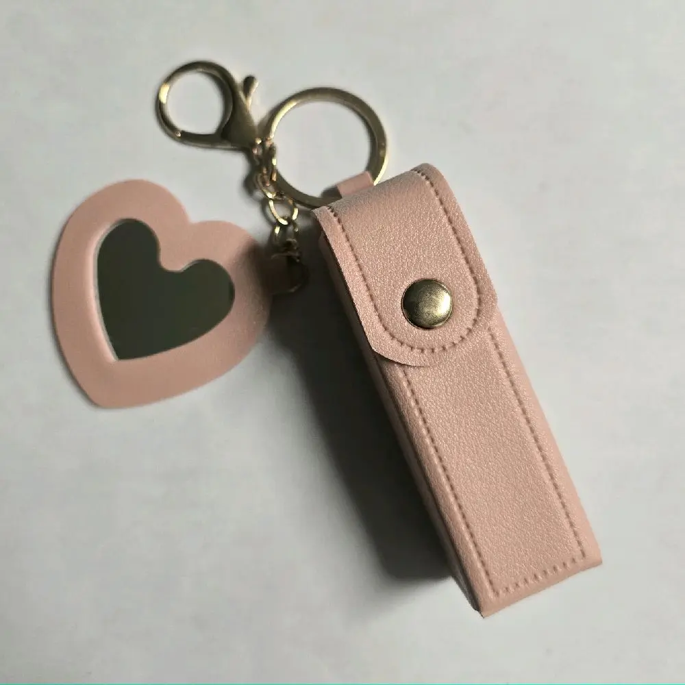 Rose Pink Lipstick and Chapstick Holder with Matching Mirror