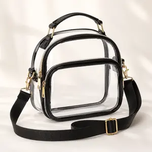 Women’s Clear Crossbody Bag with Front Pocket, Adjustable Shoulder Strap, Portable Transparent Shoulder Bag for Concert, Travel, Stadium Events, Daily Use