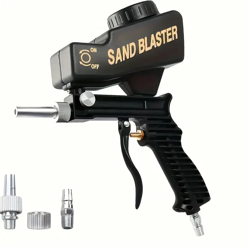 Portable Gravity-Feed Handheld Sandblasting Gun - Small Pneumatic Type Tool with Adjustable Nozzle, Ergonomic Grip, Plastic Body, Easy Carry for Efficient Small-Scale Rust Removal