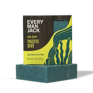 Every Man Jack Cold Plunge Mens Bar Soap - Deeply Cleans, Hydrates with Naturally Derived Ingredients - Iconic Cold Water Scents - Pacific Dive, Glacier Bay, Tahoe Blue, Yosemite Falls Body Care Moisturizing Hydrating Shea Butter Coconut