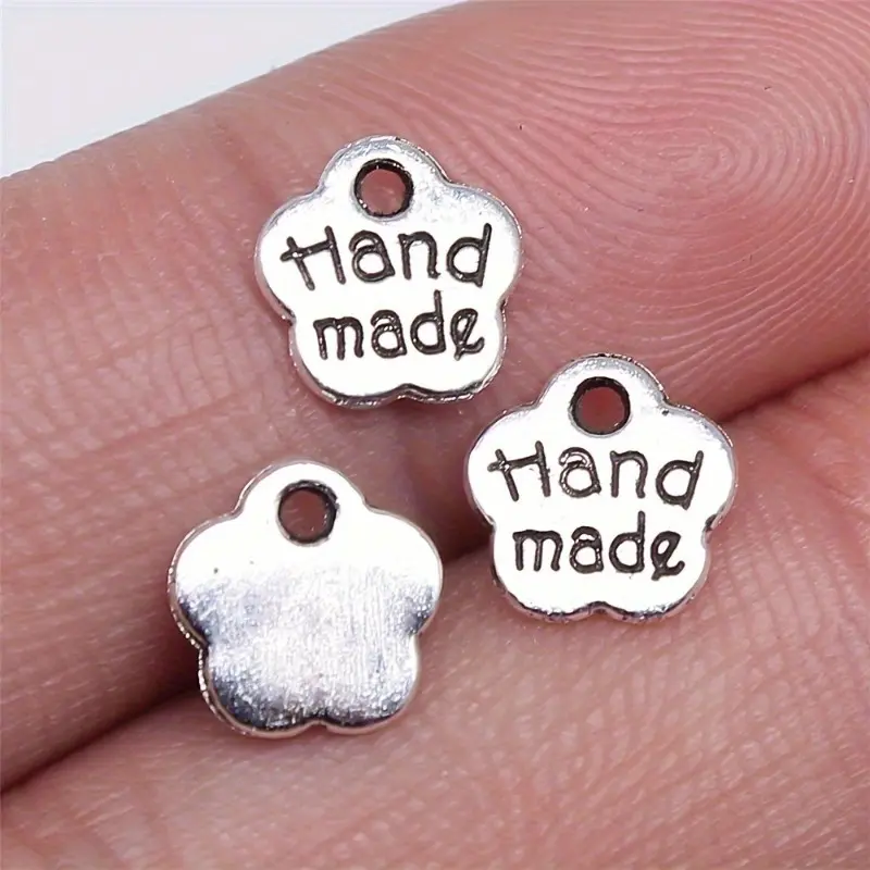 50pcs Hand Made Charm Pendant Letter Charm Initial Pendant Ancient Silvery English Alphabet Pendant DIY Earrings Necklace Bracelet Handcraft Jewelry Accessories Small Business Supplies 8Mm