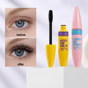 Waterproof Curling Mascara, Lengthening Volumizing Mascara, Smudge-Proof Long Lasting Eye Makeup