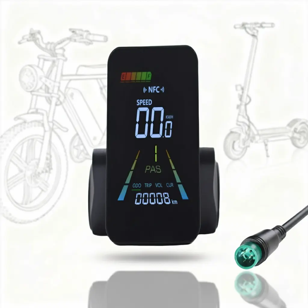 F3 Electric Bicycle LCD Smart Display with Riding Information, 5pin Waterproof Interface, NFC Unlock Function, 18v-60v Universal, Suitable for E-Scooters & Fat Tyre Bikes, Scooter Compatible