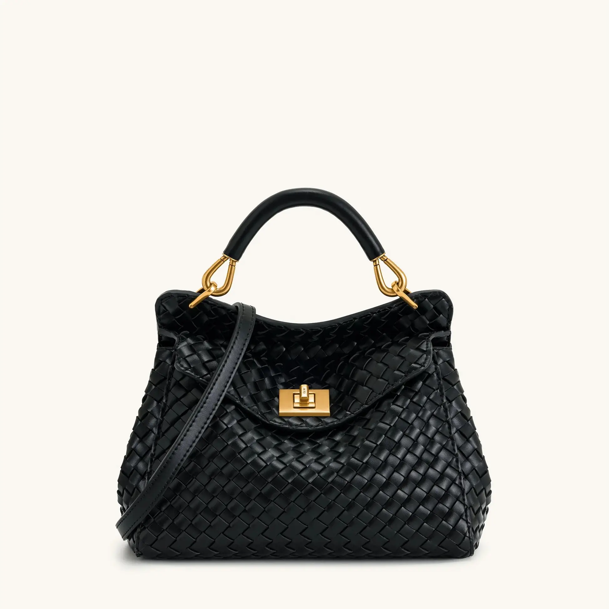 Woven Tote Bag for Women, Classic Vegan Leather Satchel with Top Handle & Turn-Lock Closure, Large Adjustable Commuter Crossbody Purse, Adjustable Crossbody, Commuter Crossbody Bag