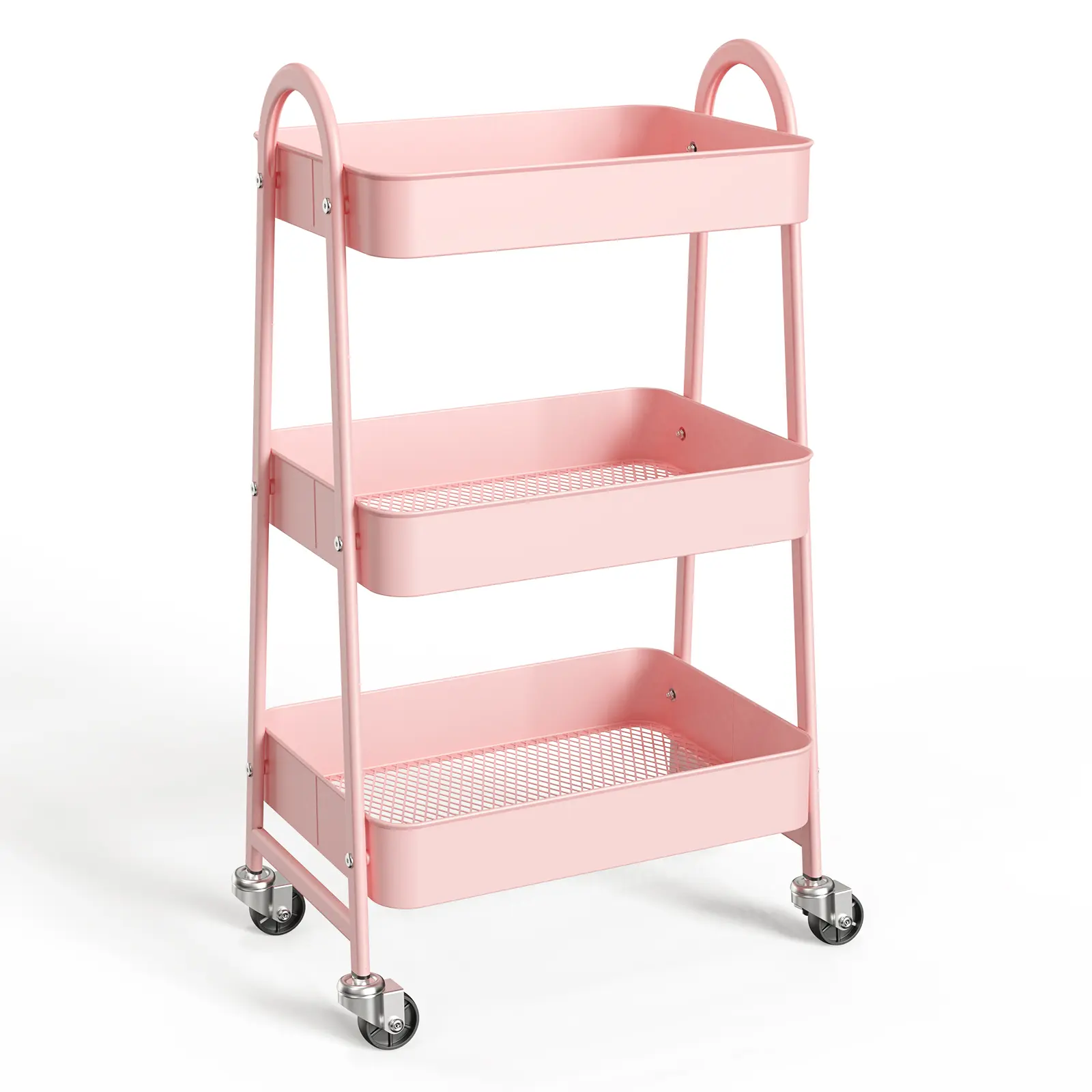 Small Rolling Cart, Storage Organizer Kitchen Trolley Bathroom Laundry Room Bar Office Shelves Mobile with Wheels for Snack Racks
