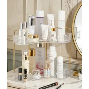 Corner shelf, bathroom countertop storage organizer, cosmetics display rack, cosmetics and perfume display tray, space-saving dressing table rack, room decoration, cosmetics storage box, bathroom storage rack, storage cabinet