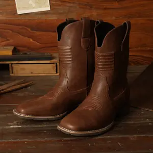 【NowImproved】Eleet Cowboy Boots For Men - Mens Square Toe Western Boot With Flag, Ankle boots With Soft Square Toe, Botas Para Hombre Vaqueras Suitable For Concert, Daily, Wedding