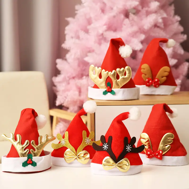 Qianlai Christmas Decorations Adult Parent-Child Christmas Hat Santa Claus Children Cartoon Applique Hat Christmas Gifts