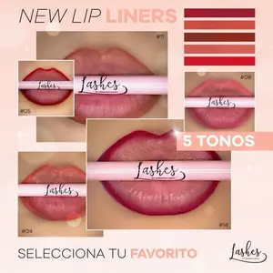 Lashes Lip Liners Bundle - 5 Tonos para Selección de Tu Favorito - Colores Vibrantes y Duraderos