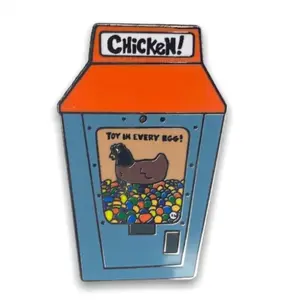 Chicken Machine Enamel Pin, 1.5 Inch, Hard Enamel, Metal