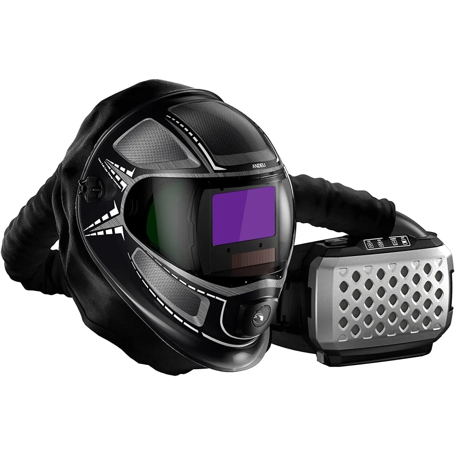 ANDELI Fire Shield Series Auto-Darkening Welding Mask Helmet, Powered Purifying Respirator with 99.95% Filtration Efficiency, 180° Panoramic Large Viewing Window, Adjustable Airflow, Lightweight Tool