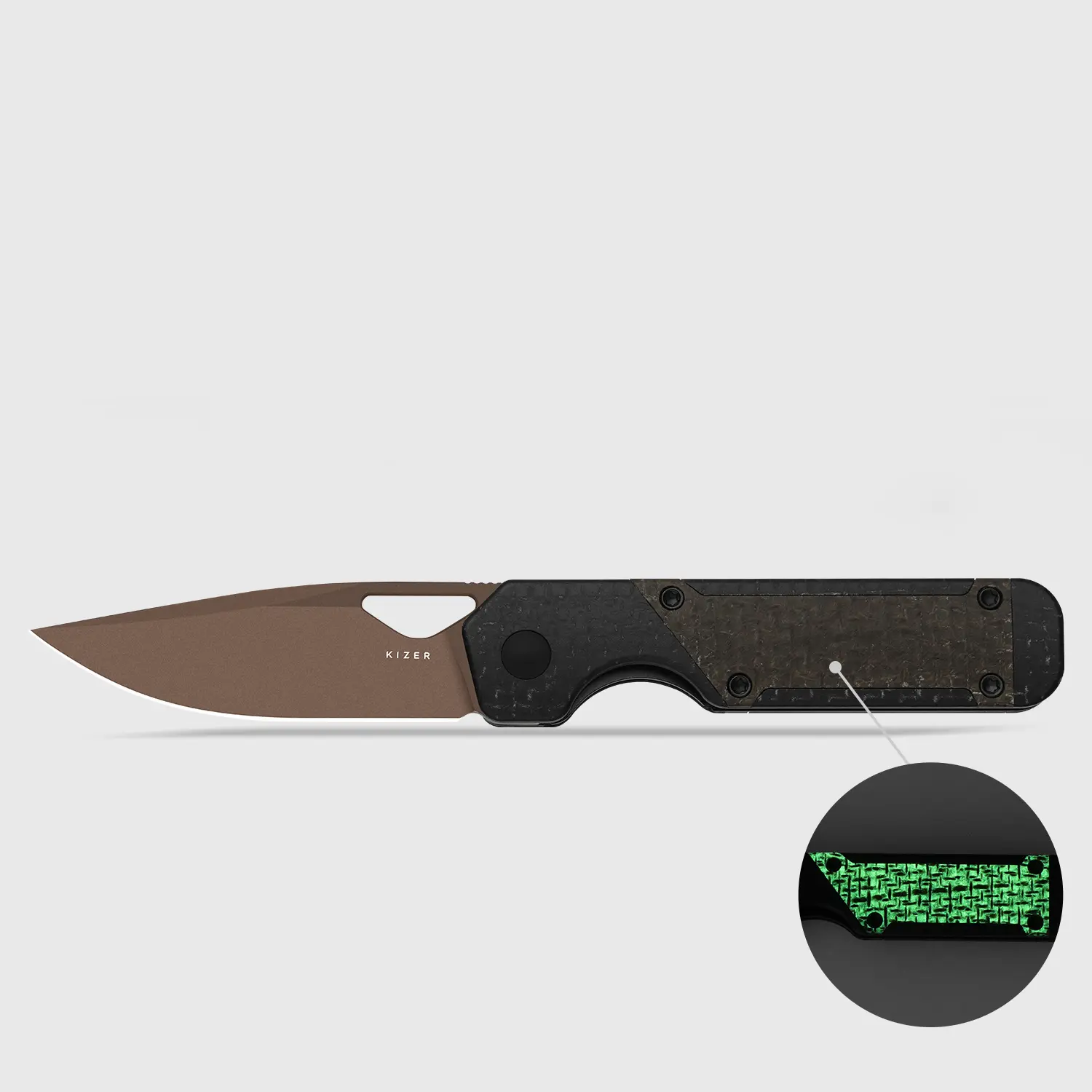 Kizer TikTik Only Exclusive Militaw Sunset Metal PVD Nitro-V GID Canvas Micarta Handle V3634T1,Outdoor Camping Chef, Kitchen Chef, EDC for Men