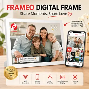 FRAMEO 10.1 inch WiFi Digital Picture Frame with Battery Super Slim Photo Frame,32GB HD IPS Touchscreen, Auto-Rotate, Wall-Mountable Easy Set up Share Photo or Video via Frameo APP