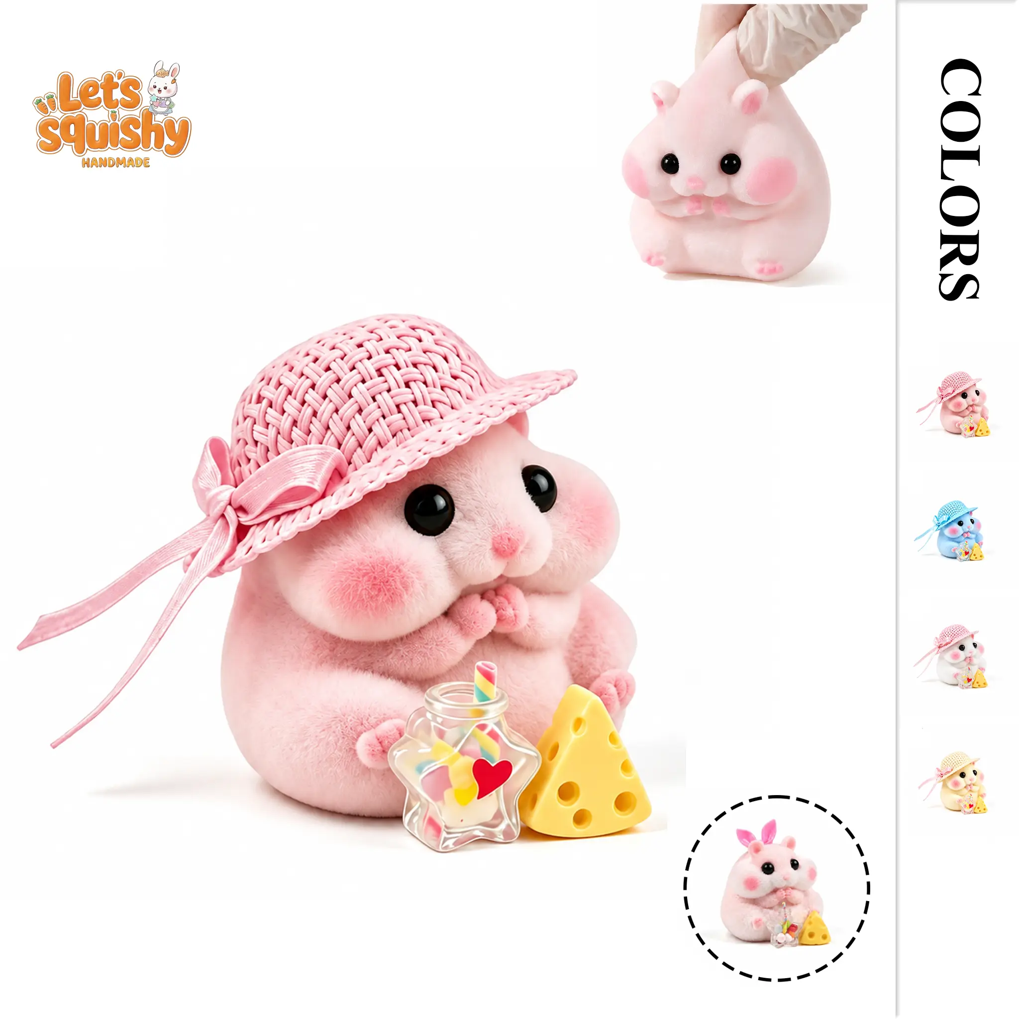 LETSSQUISHY Handmade Taba Squishy Hamster Toy, Cute Squishy Hamster Fidget Toy, Realistic Hamster Toy, Soft Silicone Mochi Furry Toy, Stress Relief Gift for Adults & Kids, Sensory Anxiety Plushie